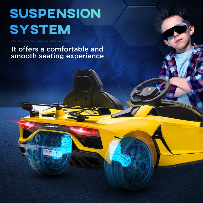 Aosom Lamborghini Licensed Kids Ride on Car w/ Easy Transport, Yellow