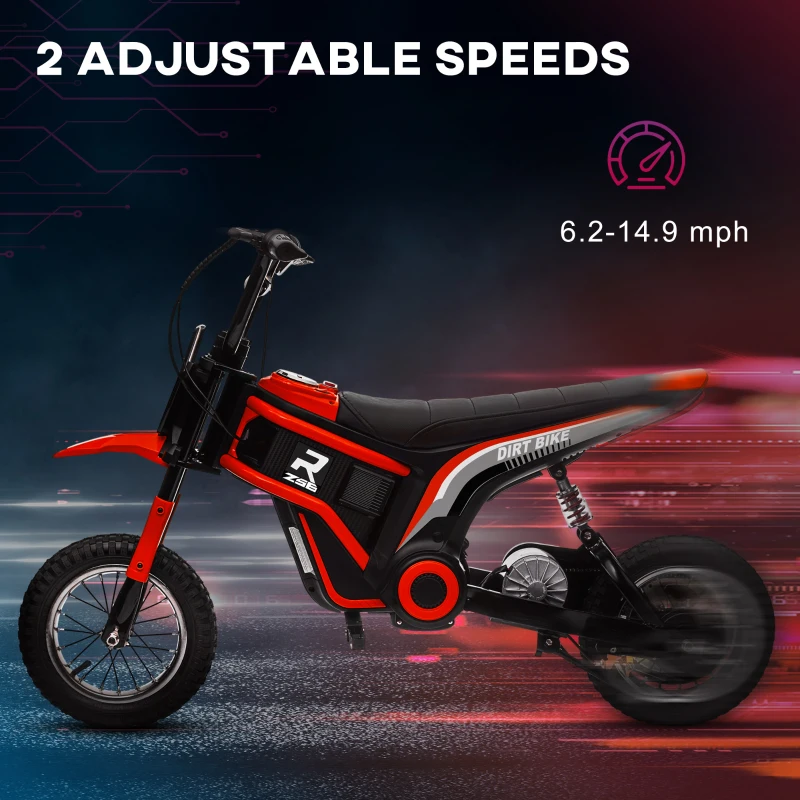 Aosom 24V 350W Electric Dirt Bike Up to 15 MPH w/ Twist Grip Throttle, Red(m-5)