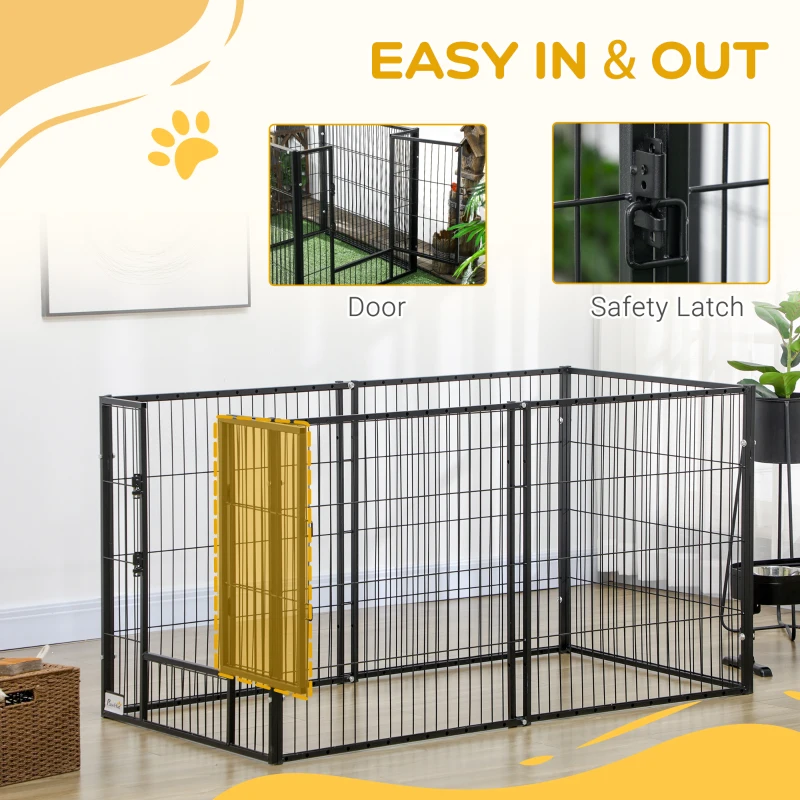PawHut 6 Panel 32.5" - 59" x 32" Dog Playpen, Heavy Duty Pet Playpen for Indoor Outdoor, Small and Medium Dogs