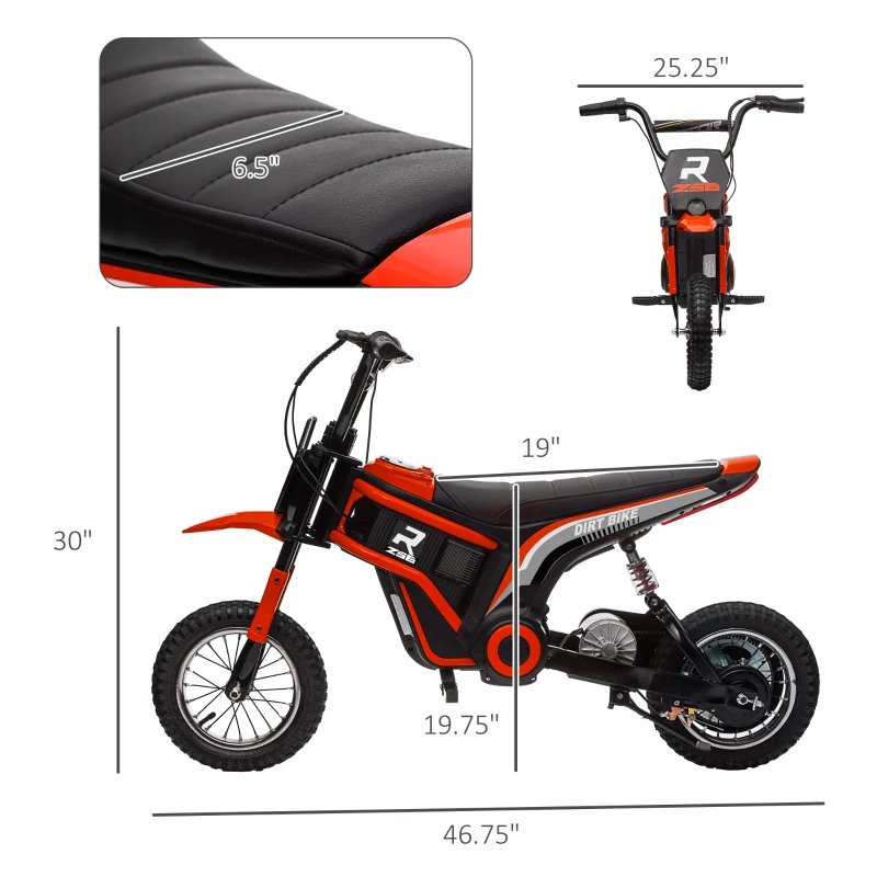 Aosom 24V 350W Electric Dirt Bike Up to 15 MPH w/ Twist Grip Throttle, Red(m-3)