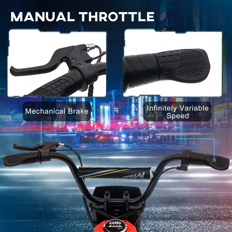 Aosom 24V 350W Electric Dirt Bike Up to 15 MPH w/ Twist Grip Throttle, Red(m-4)