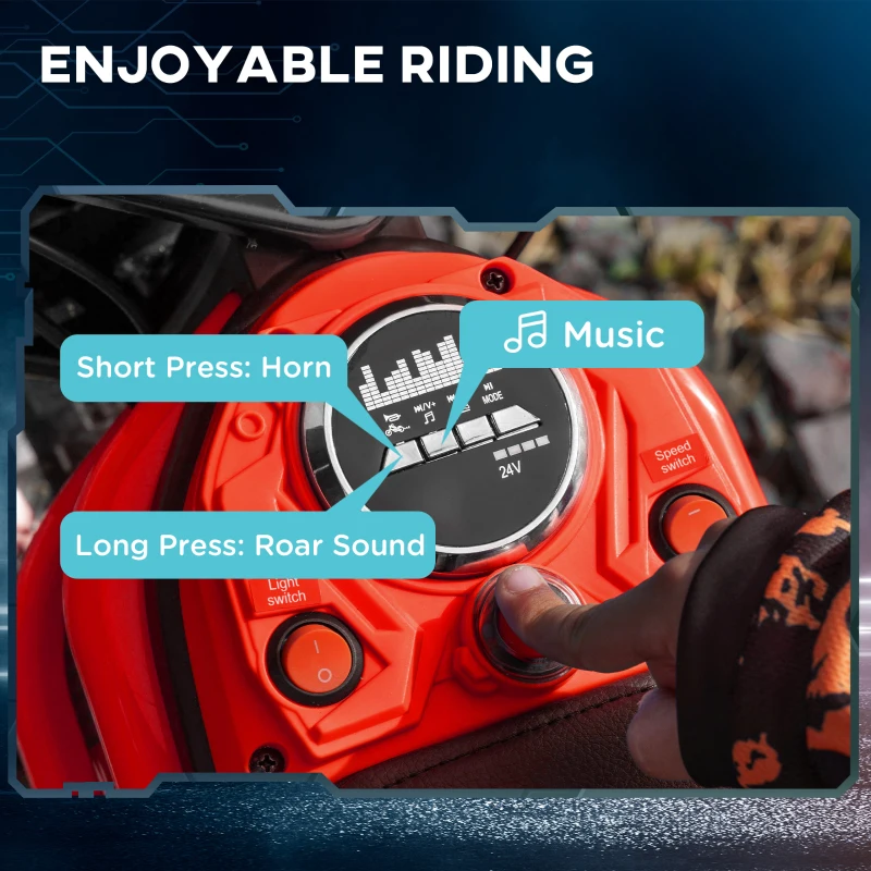 Aosom 24V 350W Electric Dirt Bike Up to 15 MPH w/ Twist Grip Throttle, Red(m-7)