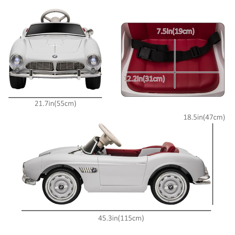 Aosom 12V Electric Car for Kids with Remote Control, Easy Transport, Lights, MP3, Suspension System, White