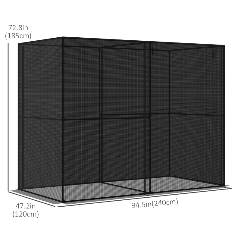Outsunny 94.5''x47.25''x 72.75'' Heavy Duty Outdoor Greenhouse W/ Frame Garden Planting Warm House With Roll-Up Zipper Doors for Seedlings, Herbs, or Flowers , Black