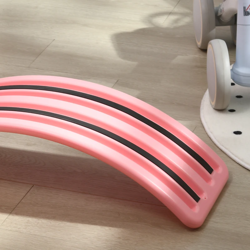 Qaba 32.3" Balance Board, Wobble Board Kids Curvy Rocker Board, Ended Preschool Learning Montessori Waldorf Toy, Pink