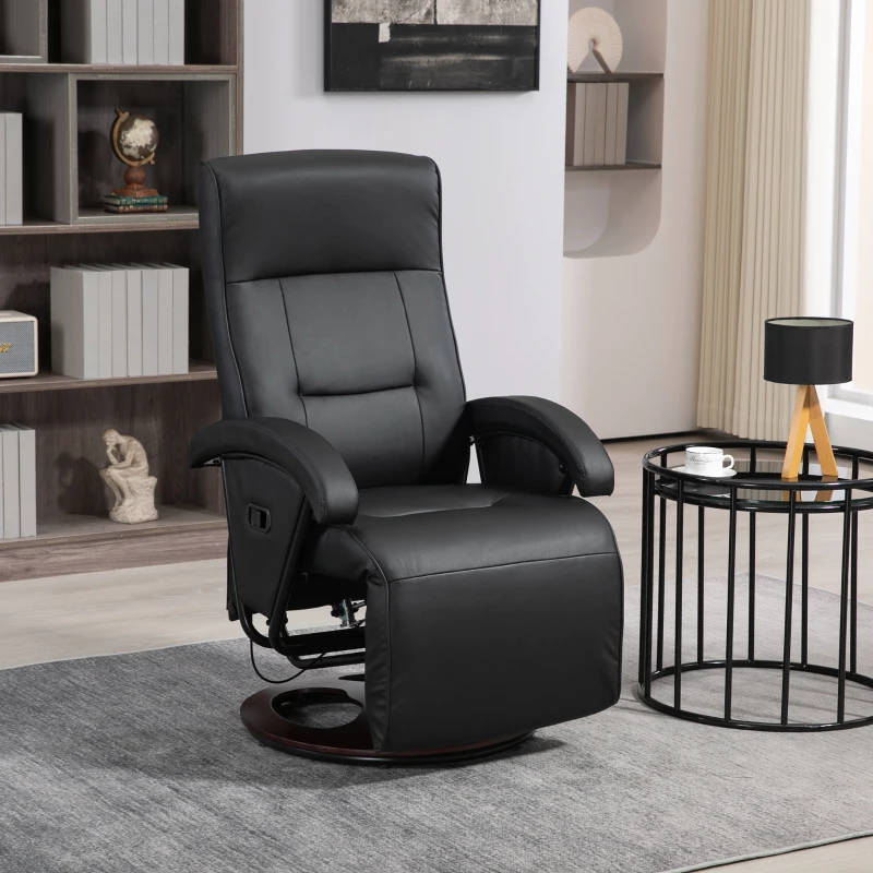 HOMCOM Swivel Recliner Chair with Footrest and Armrest, Black