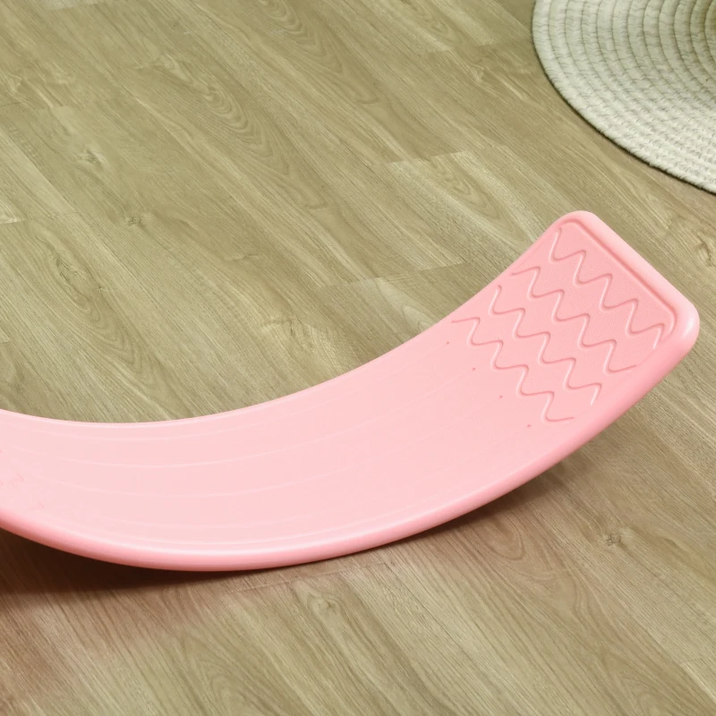 Qaba 32.3" Balance Board, Wobble Board Kids Curvy Rocker Board, Ended Preschool Learning Montessori Waldorf Toy, Pink