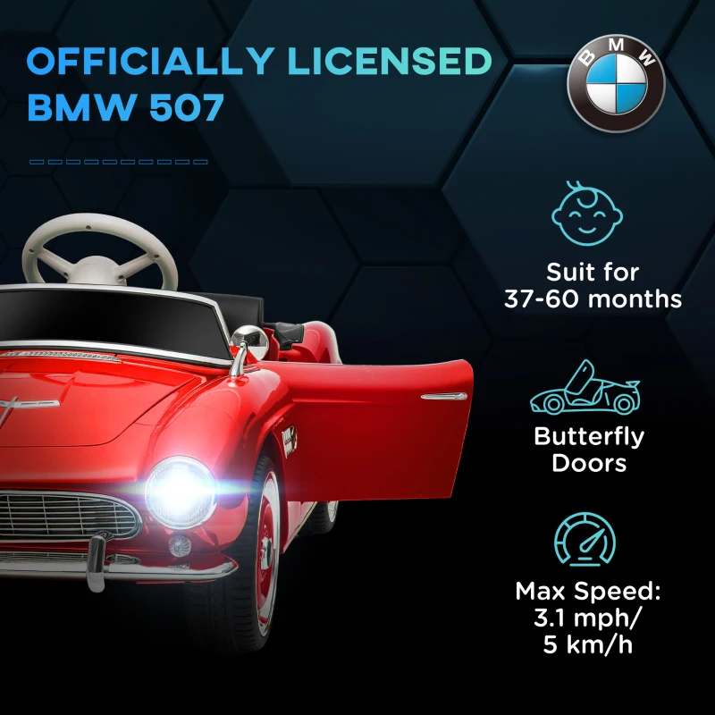 Aosom Licensed BMW 12V Kid Electric Ride On Car with Easy Transport, Red