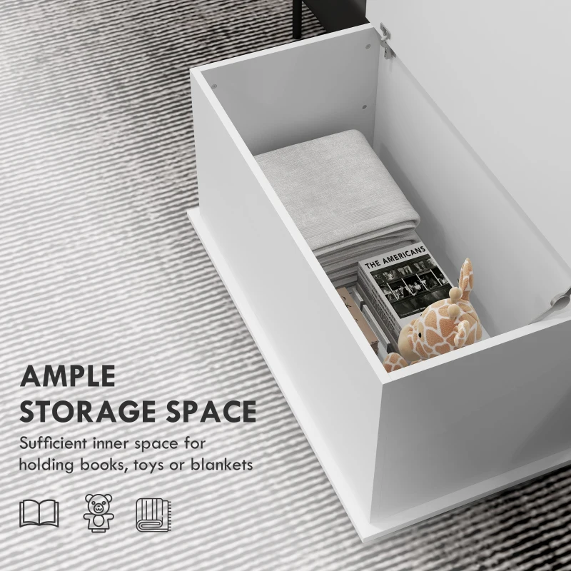 HOMCOM Modern Storage Chest, 31.5" Toy Storage Box with Flip-Top Lid and 2 Safety Hinges for Entryway, Living Room