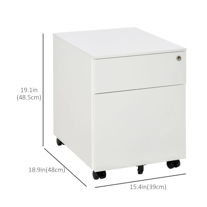 Vinsetto Lockable File Cabinet, Steel Filing Cabinet on Wheels for Legal, A4, Letter Size, with Pencil Tray for Home Office