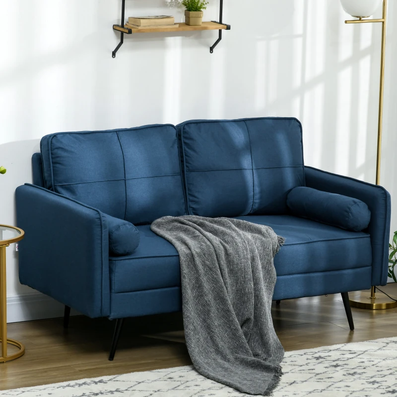 HOMCOM 56" Loveseat Sofa for Bedroom Upholstered 2 Seater Couch with ...
