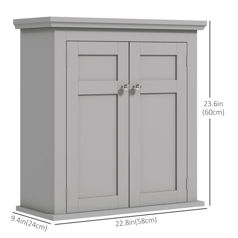 kleankin Bathroom Cabinet, Medicine Cabinet, Over Toilet Storage Cabinet with Adjustable Shelves for Entryway, Grey