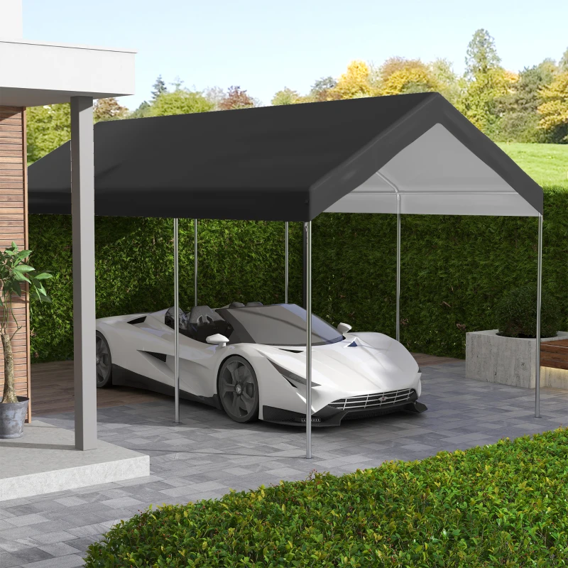 Outsunny 20' x 10' Carport Replacement Canopy for Model 84C-207WT or 84C-386V00WT with Ball Bungee Cords, Gray (Only Cover)