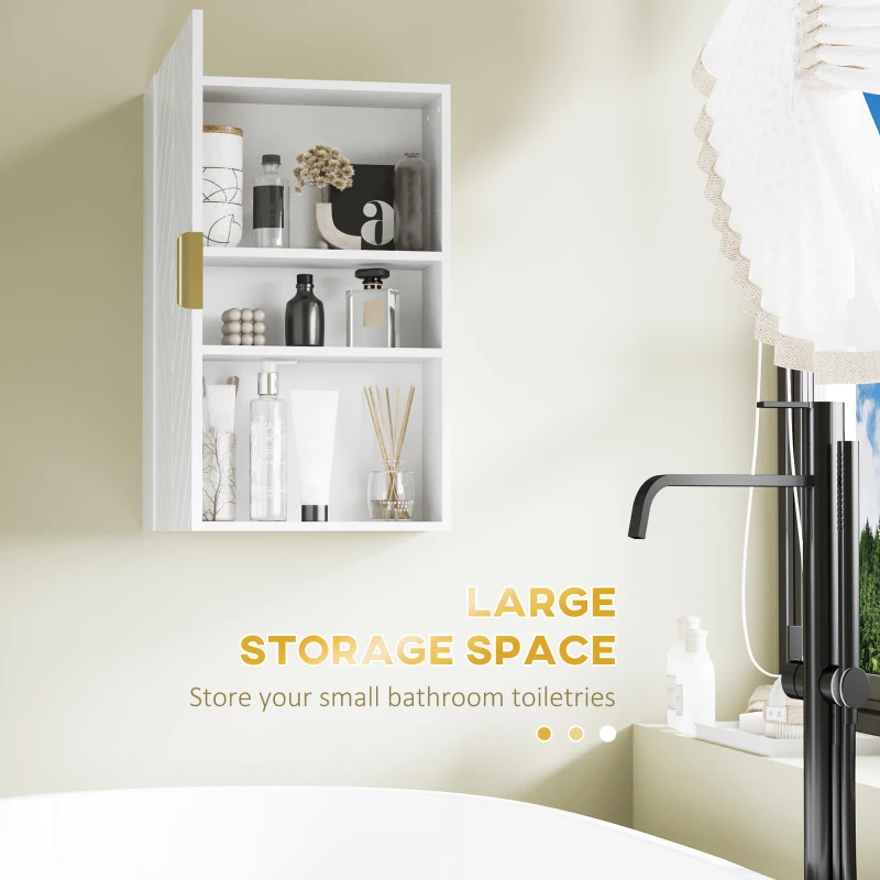kleankin Bathroom Medicine Cabinet, Modern Wall Cabinet with Adjustable Shelves and Single Door for Laundry Room
