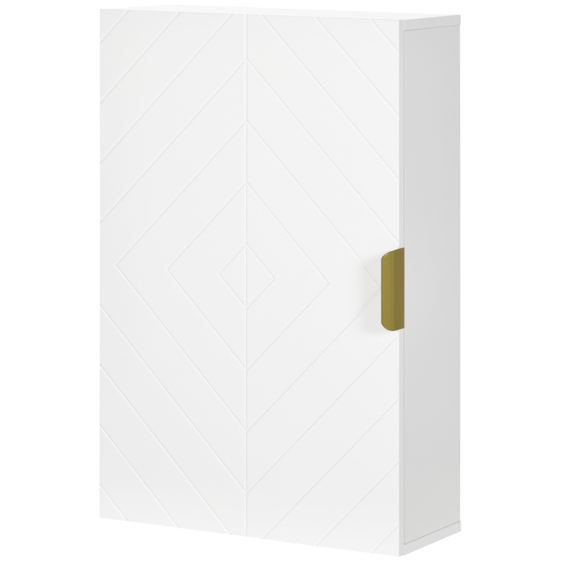 kleankin Bathroom Medicine Cabinet, Modern Wall Cabinet with Adjustable Shelves and Single Door for Laundry Room
