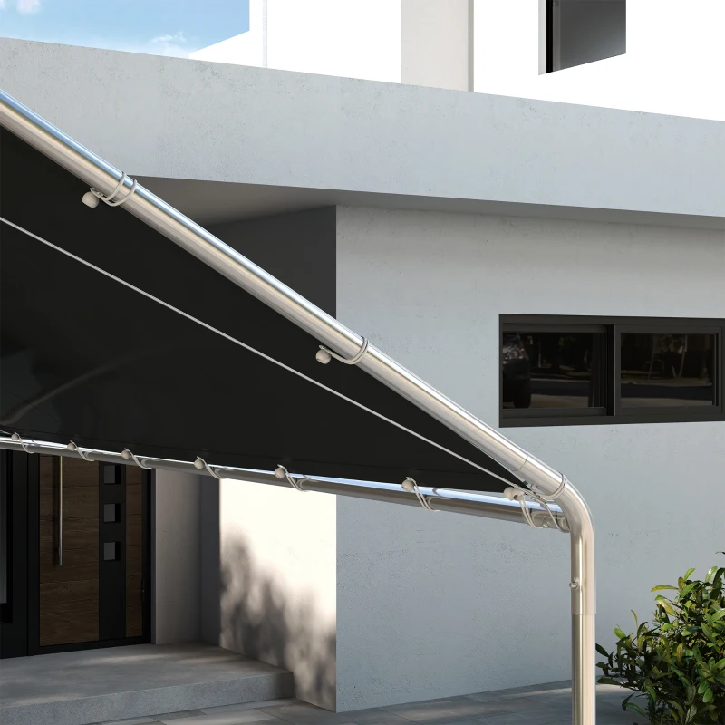 Outsunny 10 x 20ft Carport Roof, UV Resistant Canopy Replacement Cover with Ball Bungee Cords, Dark Gray