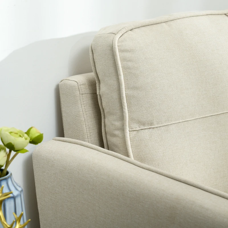 HOMCOM 56" Loveseat Sofa for Bedroom Upholstered 2 Seater Couch with Back Cushions and Pillows, Beige