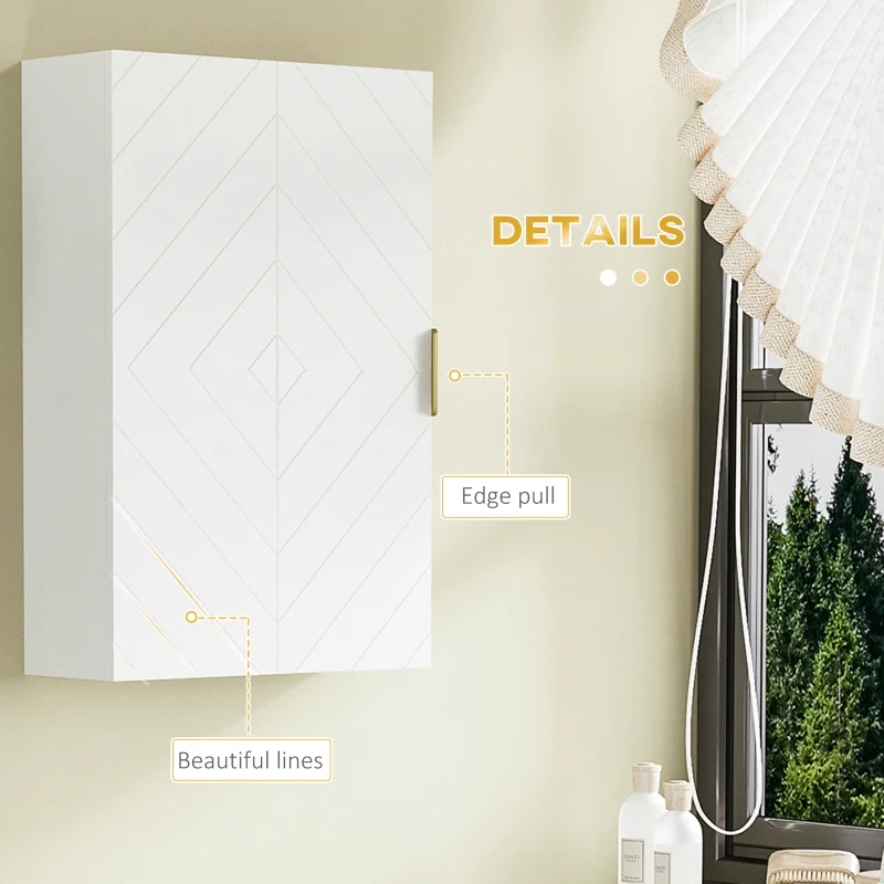 kleankin Bathroom Medicine Cabinet, Modern Wall Cabinet with Adjustable Shelves and Single Door for Laundry Room