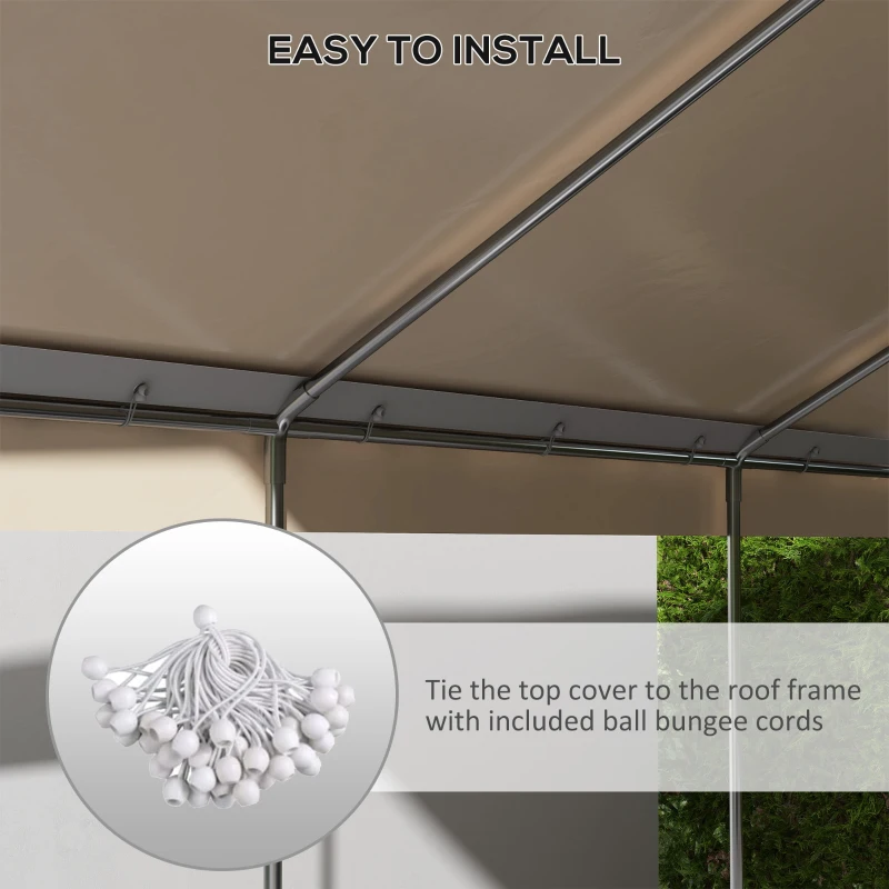 Outsunny 10 x 20ft Carport Roof, UV Resistant Canopy Replacement, Fits 84C-378V00 and 84C-206 Series, Beige