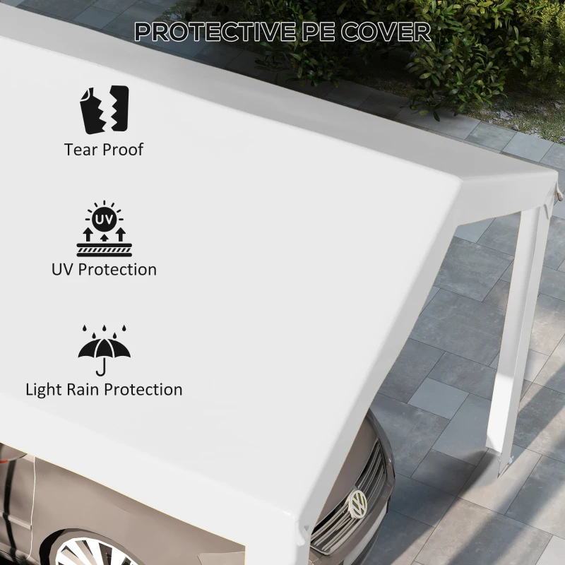 Outsunny 10 x 20ft Carport Roof, UV Resistant Canopy Replacement, Fits 84C-378V00 and 84C-206 Series, White