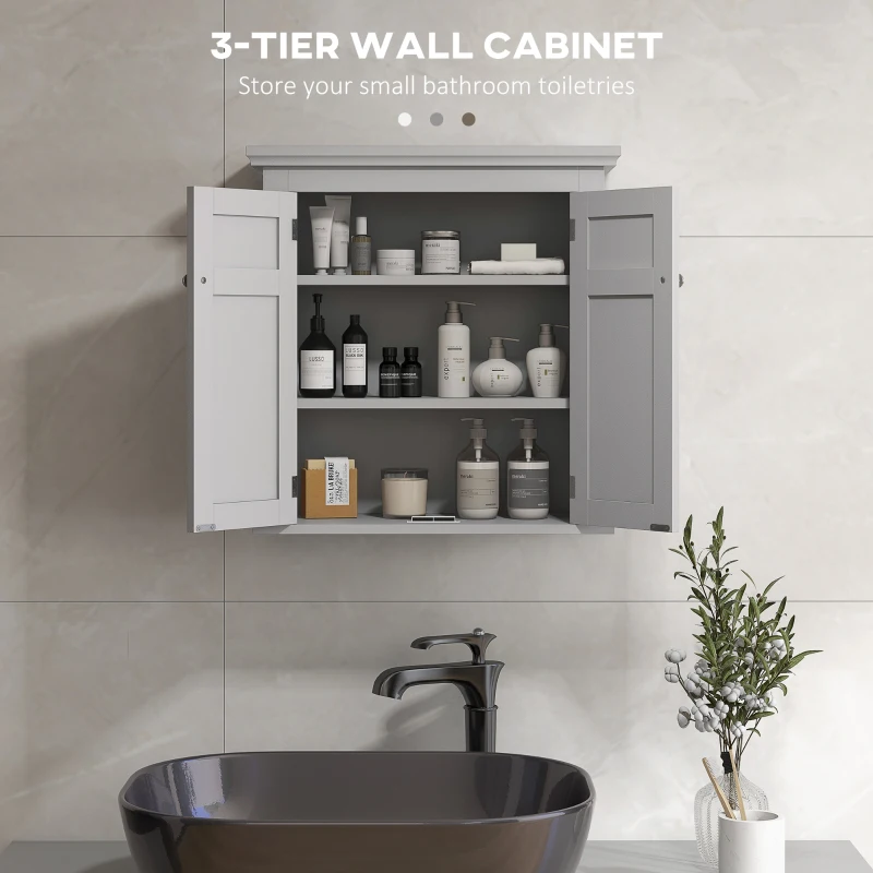 kleankin Bathroom Cabinet, Medicine Cabinet, Over Toilet Storage Cabinet with Adjustable Shelves for Entryway, Grey