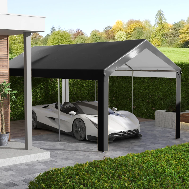 Outsunny 10 x 20ft Carport Roof, UV Resistant Canopy Replacement, Fits 84C-378V00 and 84C-206 Series, Dark Gray