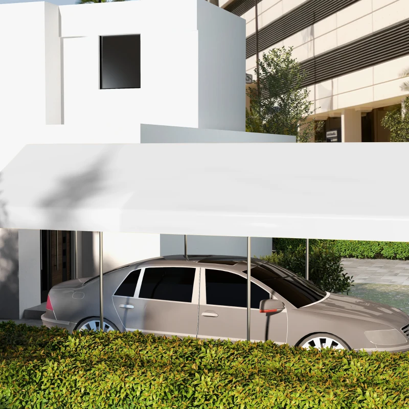 Outsunny 20' x 10' Carport Replacement Canopy for Model 84C-207WT or 84C-386V00WT with Ball Bungee Cords, White (Only Cover)