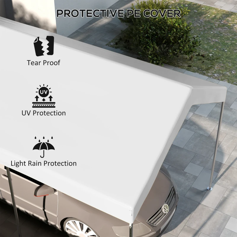 Outsunny 20' x 10' Carport Replacement Canopy for Model 84C-207WT or 84C-386V00WT with Ball Bungee Cords, White (Only Cover)