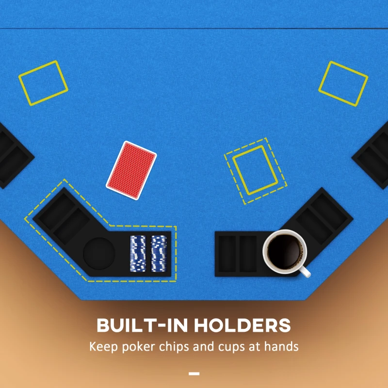 Soozier Foldable Poker Table Blackjack Texas Holdem Poker Game Table with Chips Tray & Cup Holders, 47" Octagon, Blue