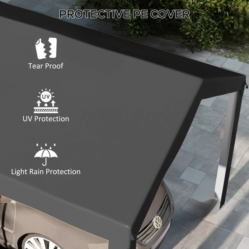 Outsunny 10 x 20ft Carport Roof, UV Resistant Canopy Replacement, Fits 84C-378V00 and 84C-206 Series, Dark Gray