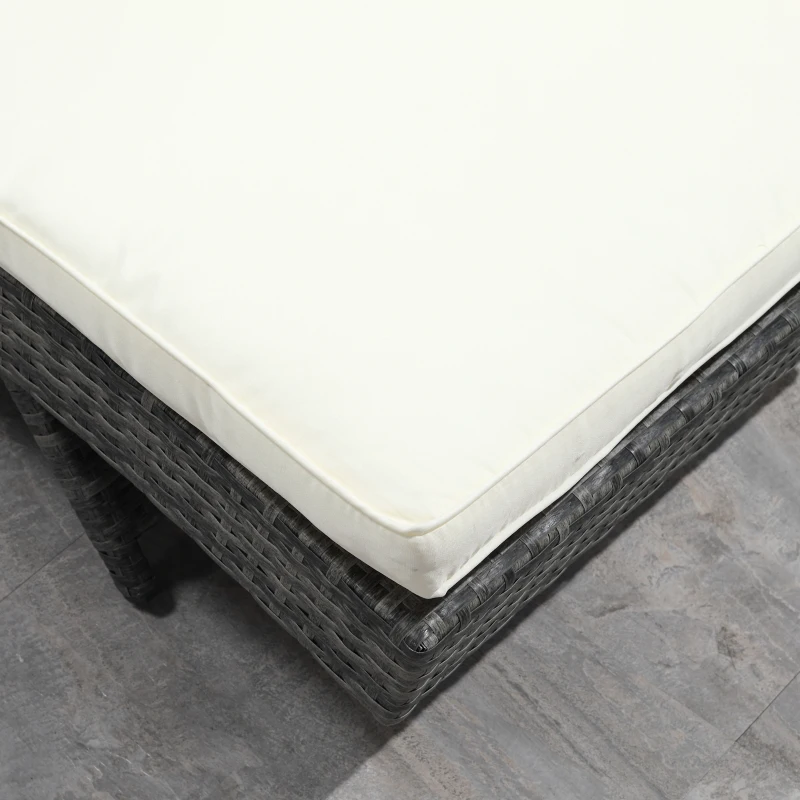 Outsunny Outdoor Adjustable Wicker Chaise Lounge Chair with Cushion & Wheels for Patio, Deck, Poolside, Cream White