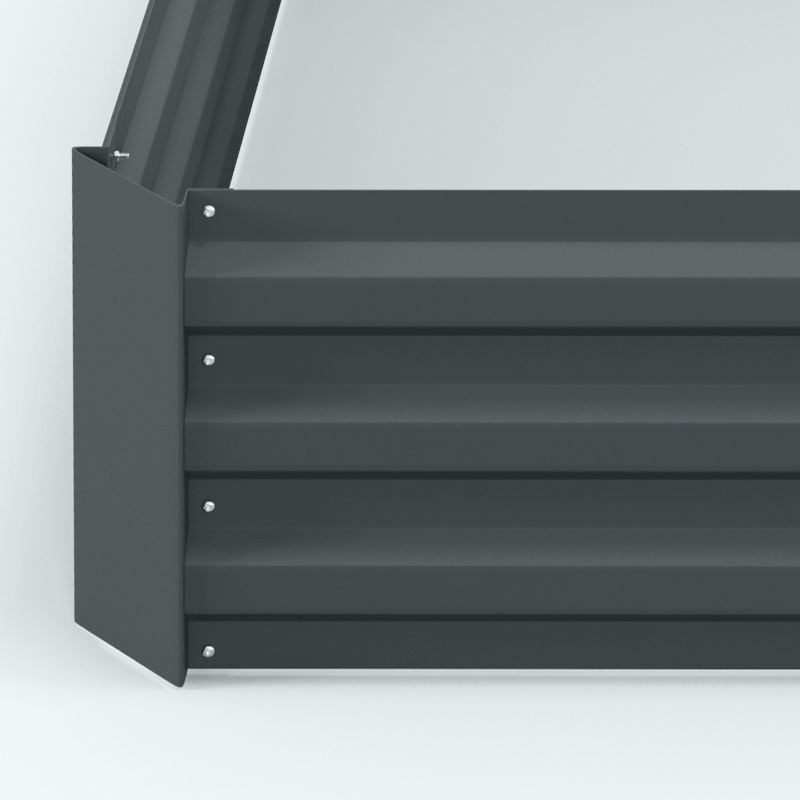 Outsunny Set of 2 Raised Garden Bed, Steel Elevated Planter Box for Flowers, Herbs, Succulents, 39"x39"x12", Dark Grey