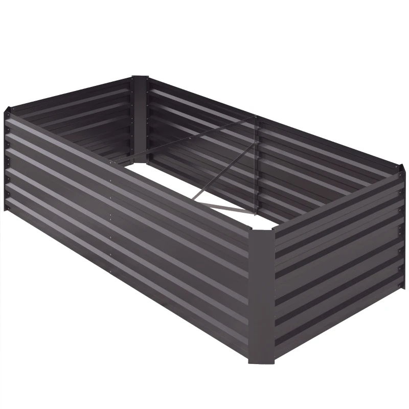 Outsunny Galvanized Raised Garden Bed, Steel Outdoor Planters with Reinforced Rods, 71" x 35" x 23", Dark Grey