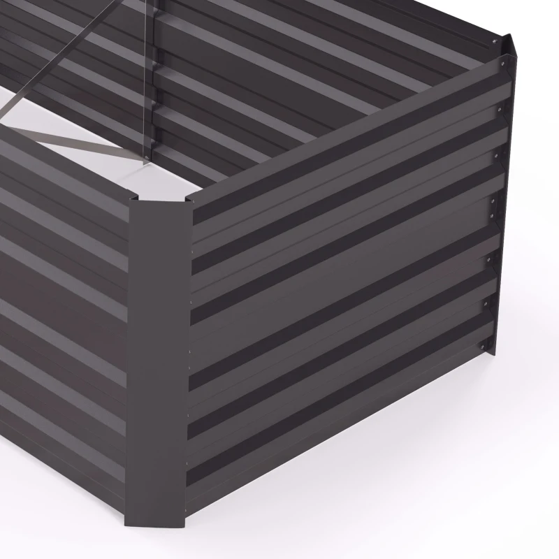 Outsunny Galvanized Raised Garden Bed, Steel Outdoor Planters with Reinforced Rods, 71" x 35" x 23", Dark Grey