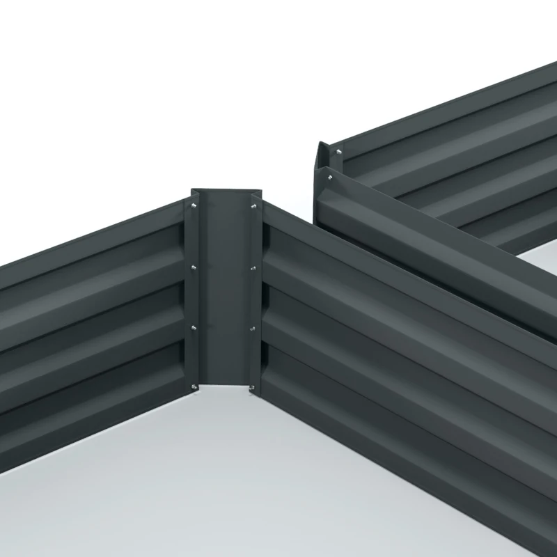 Outsunny Set of 2 Raised Garden Bed, Steel Elevated Planter Box for Flowers, Herbs, Succulents, 39"x39"x12", Dark Grey