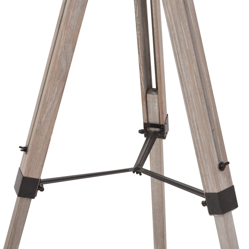 HOMCOM Industrial Tripod Floor Lamp for Living Room Bedroom, Vintage Standing Reading Lamp with Wooden Metal Legs for Home and Office, Black