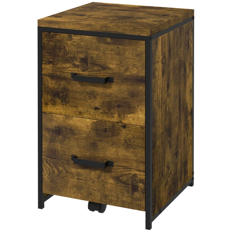 Vinsetto Industrial File Cabinet, Vertical Filing Cabinet on Wheels for A4 Size, Home Office
