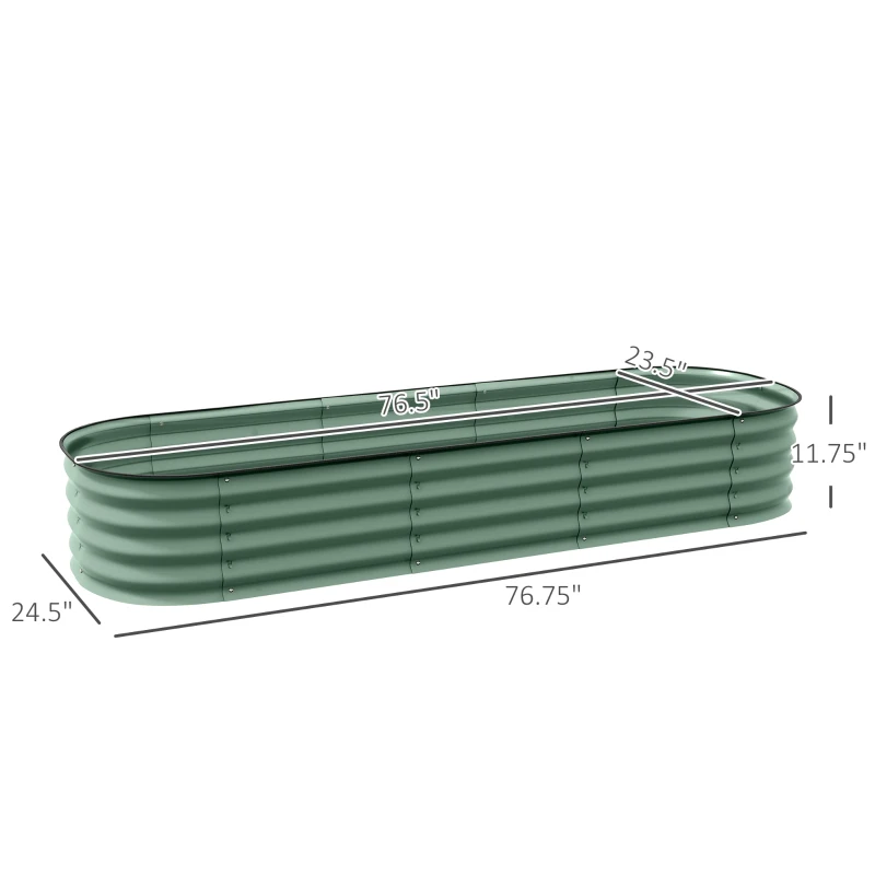 Outsunny 6.5' Galvanized Raised Garden Bed Kit Outdoor Metal Planter Box with Safety Edging, Green - Easy DIY Solution for Flowers, Herbs & Vegetables