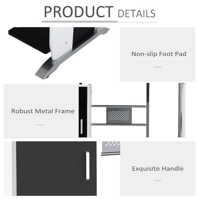 HOMCOM Computer Desk Table Home Office Furniture with Keyboard Tray and CPU Stand, Black and White