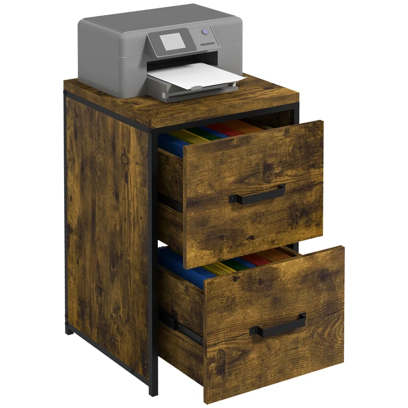 Vinsetto Industrial File Cabinet, Vertical Filing Cabinet on Wheels for A4 Size, Home Office