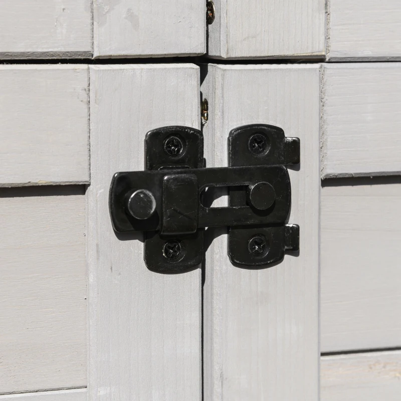 Outsunny Outdoor Wooden Garden Shed, 4 Tiers Tool Shed Kit with 3 Shelves for Garden and Patio, 36"x25"x79", Light Grey