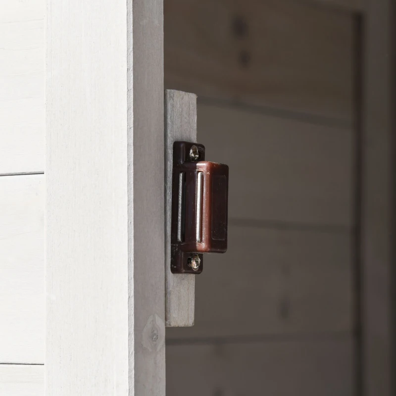 Outsunny Outdoor Wooden Garden Shed, 4 Tiers Tool Shed Kit with 3 Shelves for Garden and Patio, 36"x25"x79", Light Grey