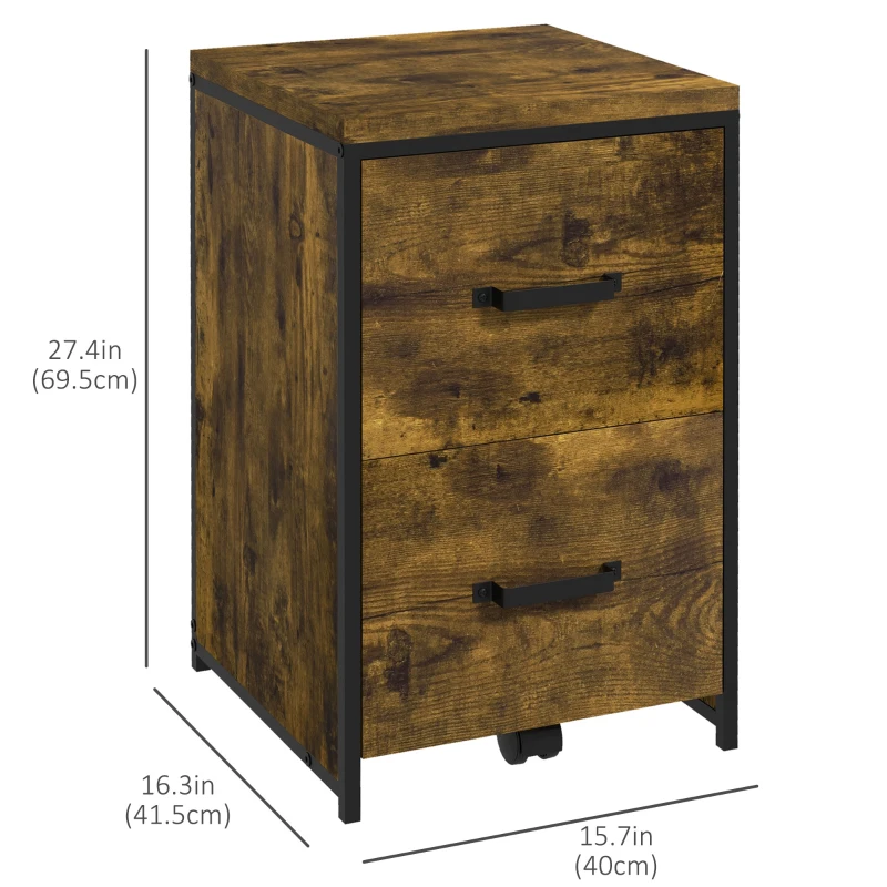 Vinsetto Industrial File Cabinet, Vertical Filing Cabinet on Wheels for A4 Size, Home Office