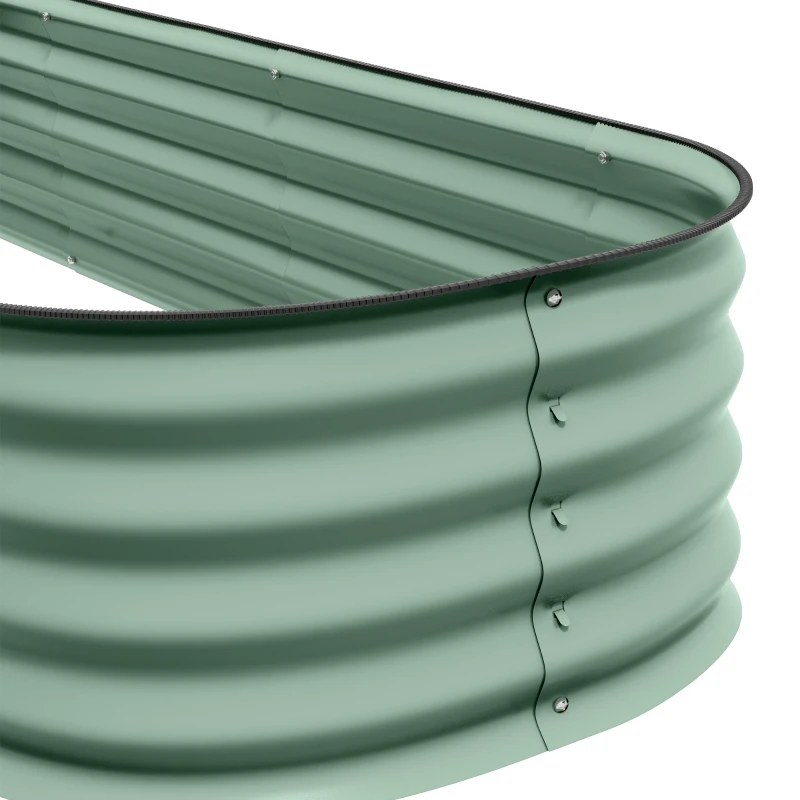 Outsunny 6.5' Galvanized Raised Garden Bed Kit Outdoor Metal Planter Box with Safety Edging, Green - Easy DIY Solution for Flowers, Herbs & Vegetables
