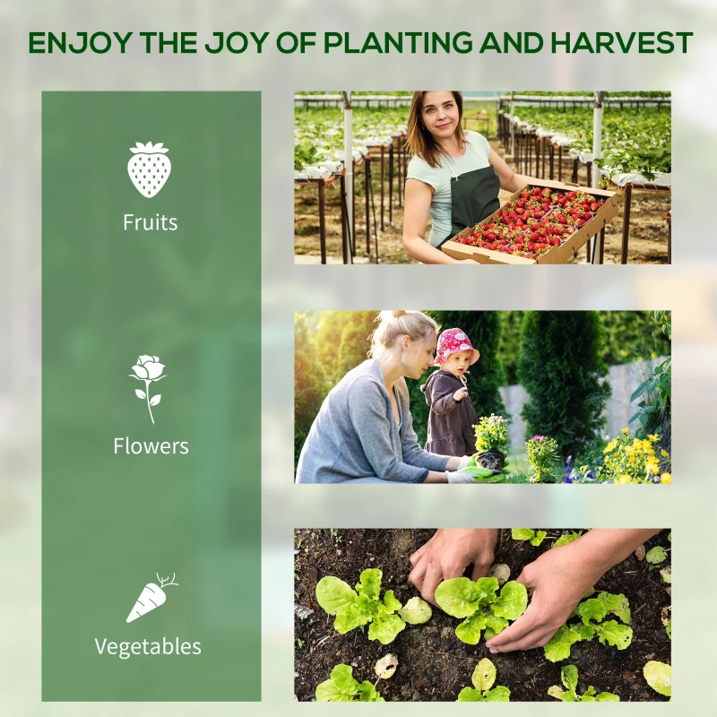 Outsunny Raised Garden Bed, Outdoor Metal Planter Box with Mini Greenhouse, White and Brown