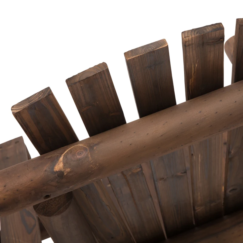 Outsunny Wood Adirondack Patio Chair Bench with Center Coffee Table, for Lounging and Relaxing Outdoors Carbonized