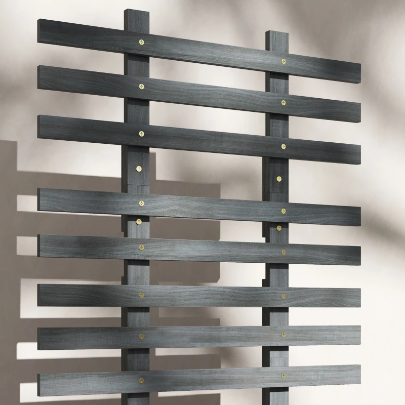 Outsunny Wooden Raised Garden Bed, Planter Box w/ Trellis and Metal Corners, Portable on Wheels for Patio, Backyard, Deck, Gray