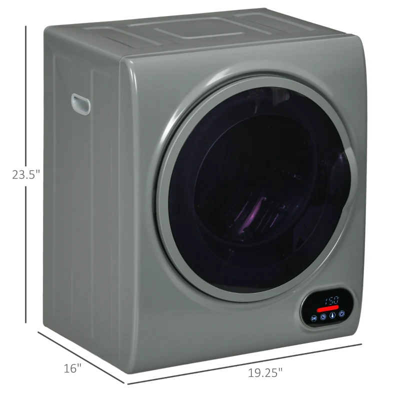 HOMCOM 1.5 cu.ft Portable Compact Clothes Laundry Dryer with Intelligent Drying for Apartments Dorms RVs, 850W, Charcoal Gray