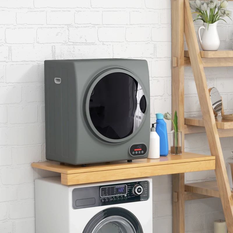 HOMCOM 1.5 cu.ft Portable Compact Clothes Laundry Dryer with Intelligent Drying for Apartments Dorms RVs, 850W, Charcoal Gray