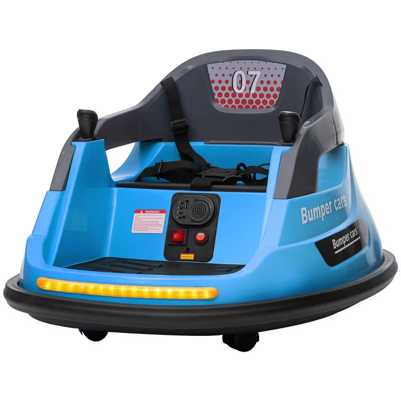 Aosom Bumper Car 12V 360° Rotation Electric Car for Kids, with Remote, Safety Belt, Lights, Music, for 1.5-5 Years Old, Blue